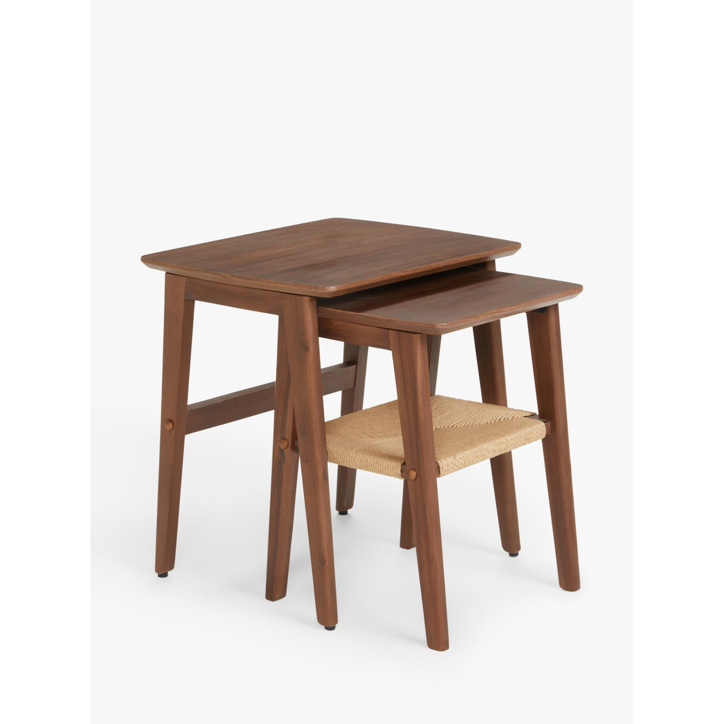 John Lewis Cord Side Table, Nest of 2, Mid Brown