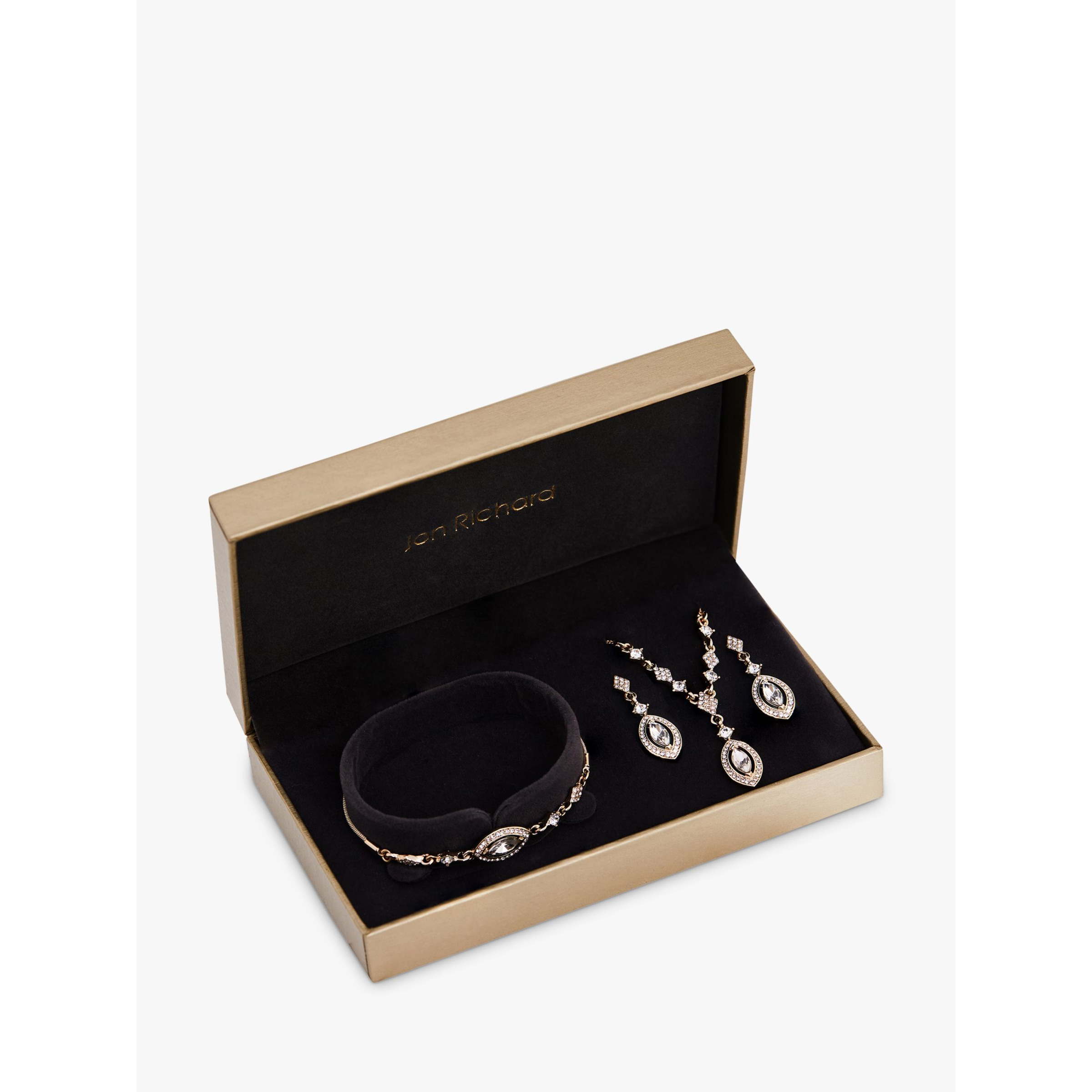 Jon Richard Gold Plated Crystal Pendant Necklace, Bracelet & Drop Earrings Set