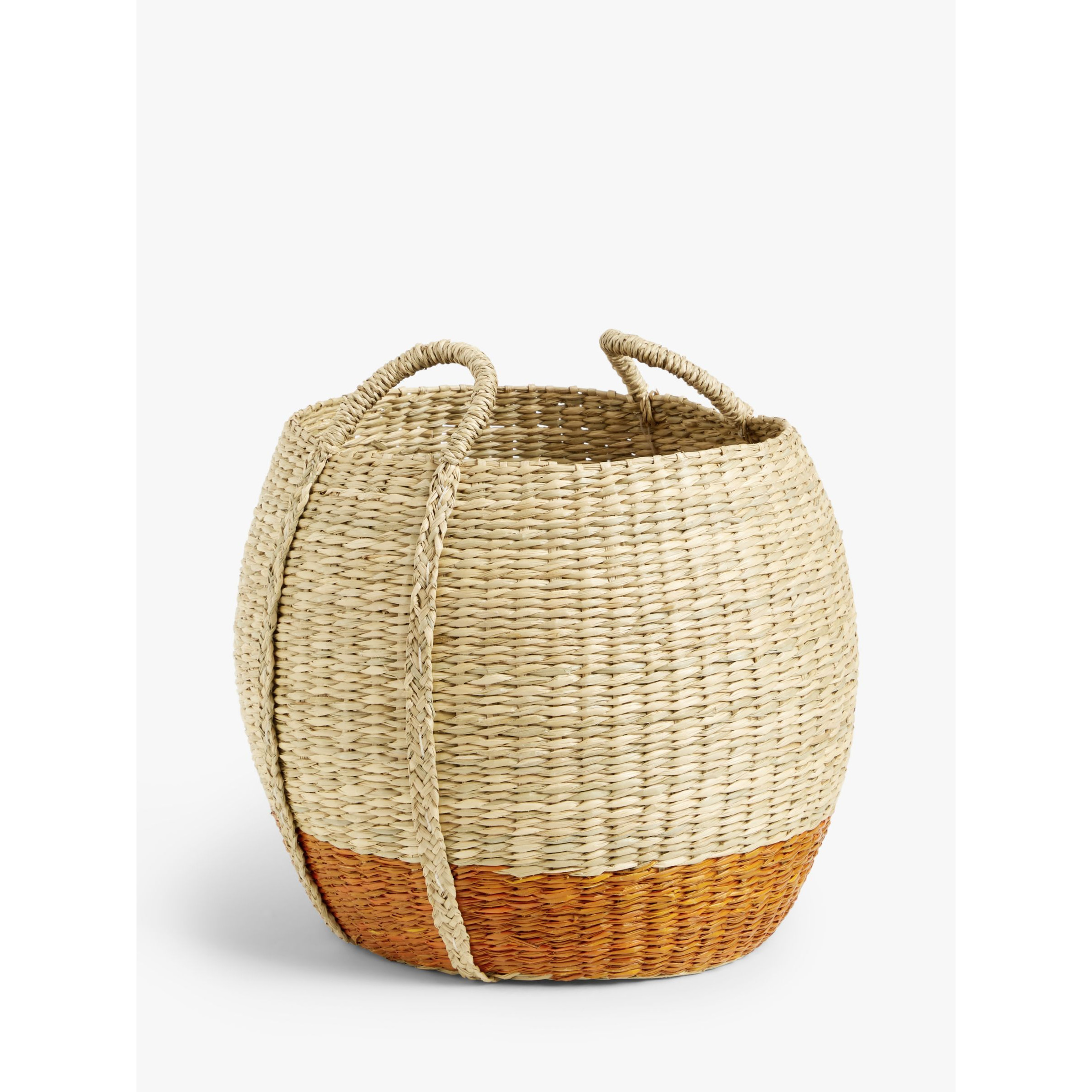 John Lewis Slouchy Seagrass Round Storage Basket, Natural/Terracotta - image 1