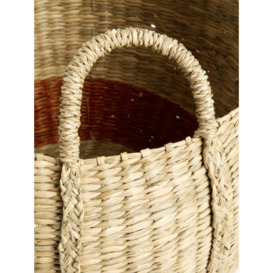John Lewis Slouchy Seagrass Round Storage Basket, Natural/Terracotta - thumbnail 3