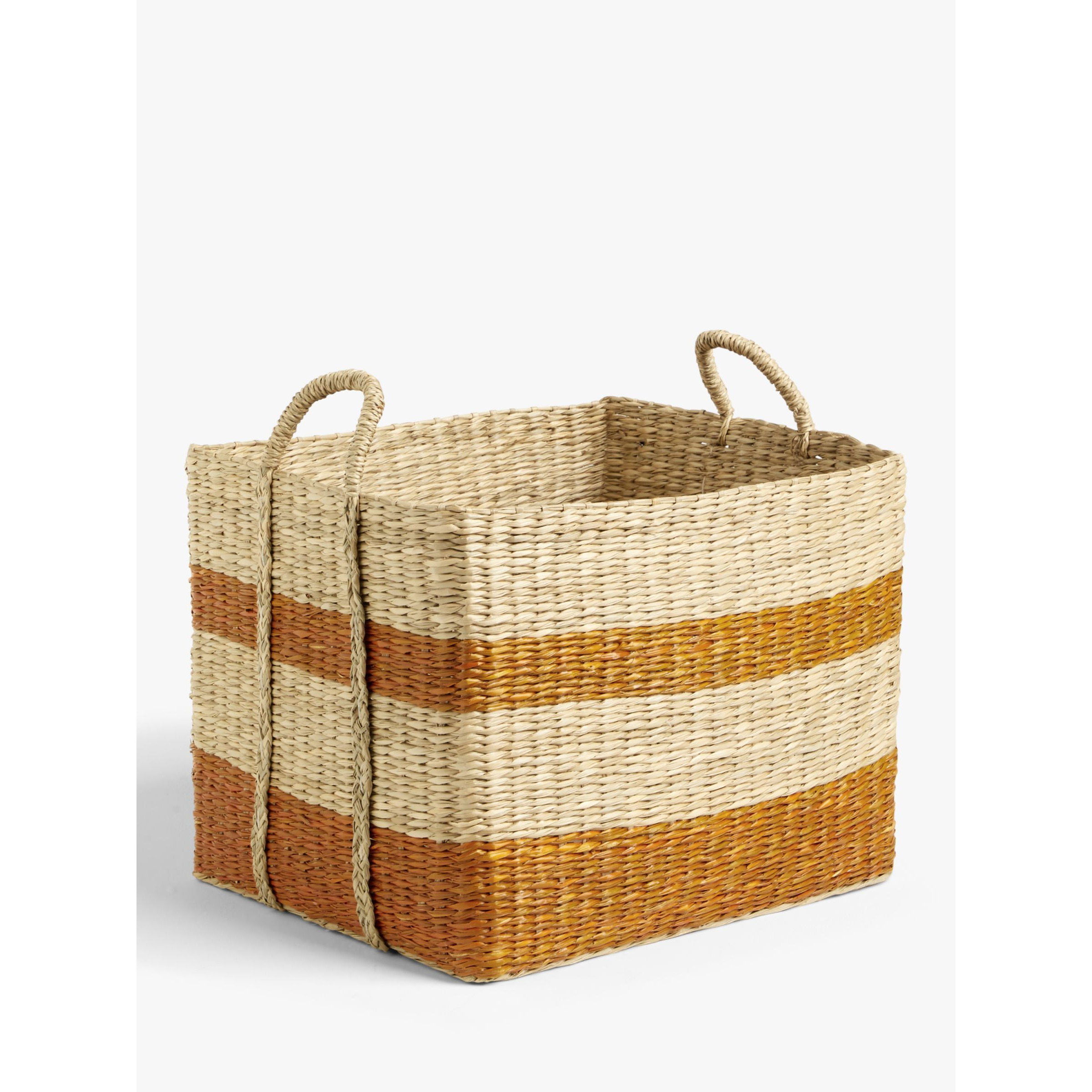 John Lewis Slouchy Seagrass Square Storage Basket, Natural/Terracotta - image 1