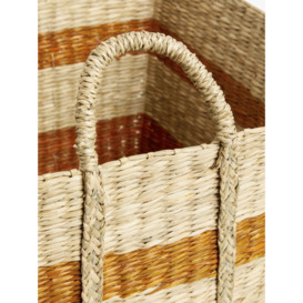 John Lewis Slouchy Seagrass Square Storage Basket, Natural/Terracotta - thumbnail 3
