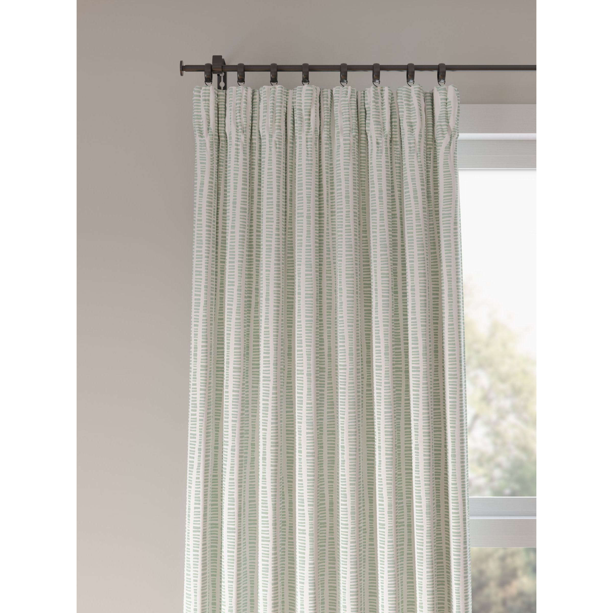 John Lewis ANYDAY Mesa Print Pair Dimout/Thermal Lined Pencil Pleat Curtains, Dusty Green - image 1