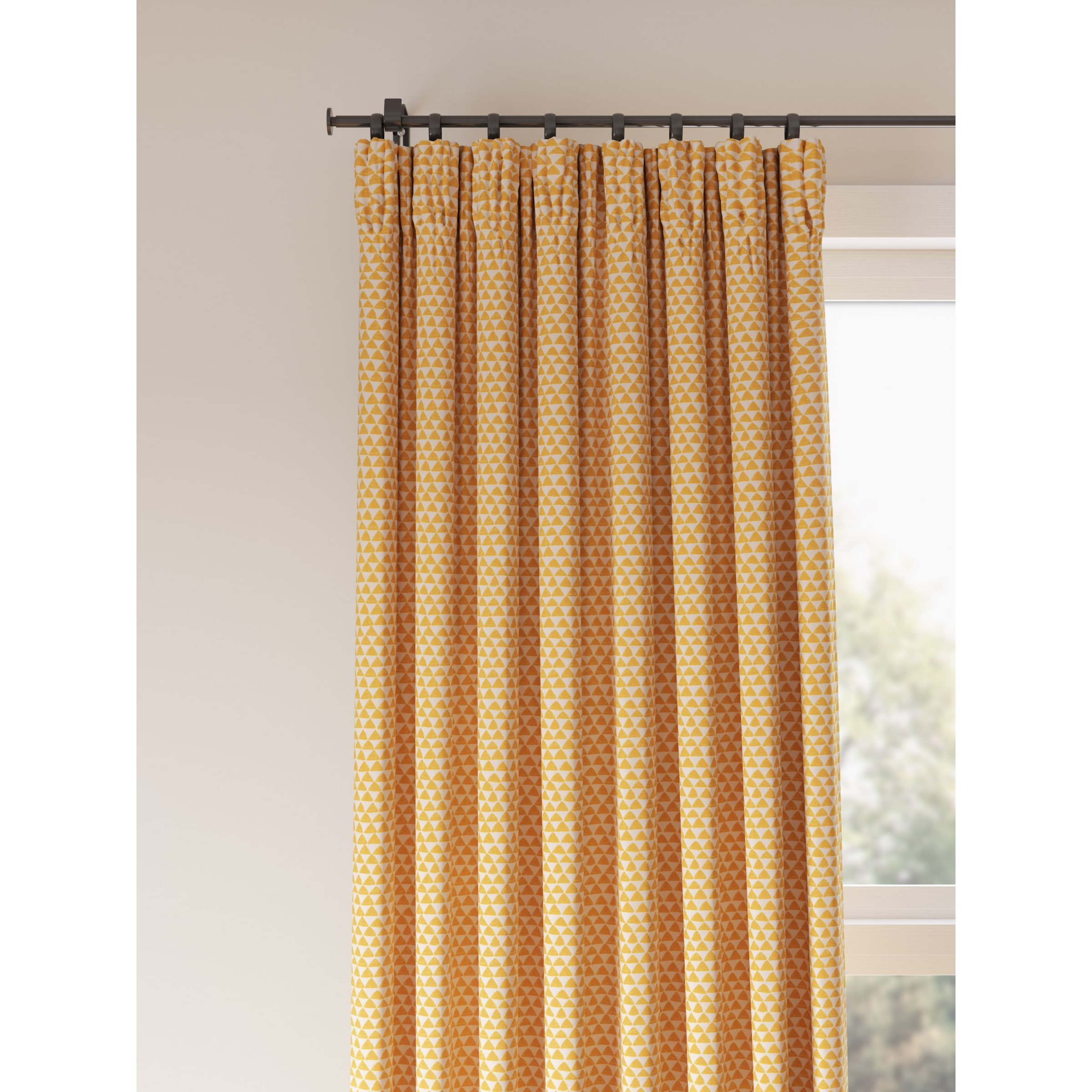 John Lewis ANYDAY Pyramid Print Pair Dimout/Thermal Lined Pencil Pleat Curtains, Mustard - image 1