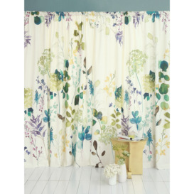 bluebellgray Botanical Pair Blackout/Thermal Lined Pencil Pleat Curtains, Multi - thumbnail 2