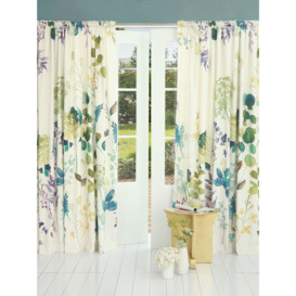 bluebellgray Botanical Pair Blackout/Thermal Lined Pencil Pleat Curtains, Multi - thumbnail 1