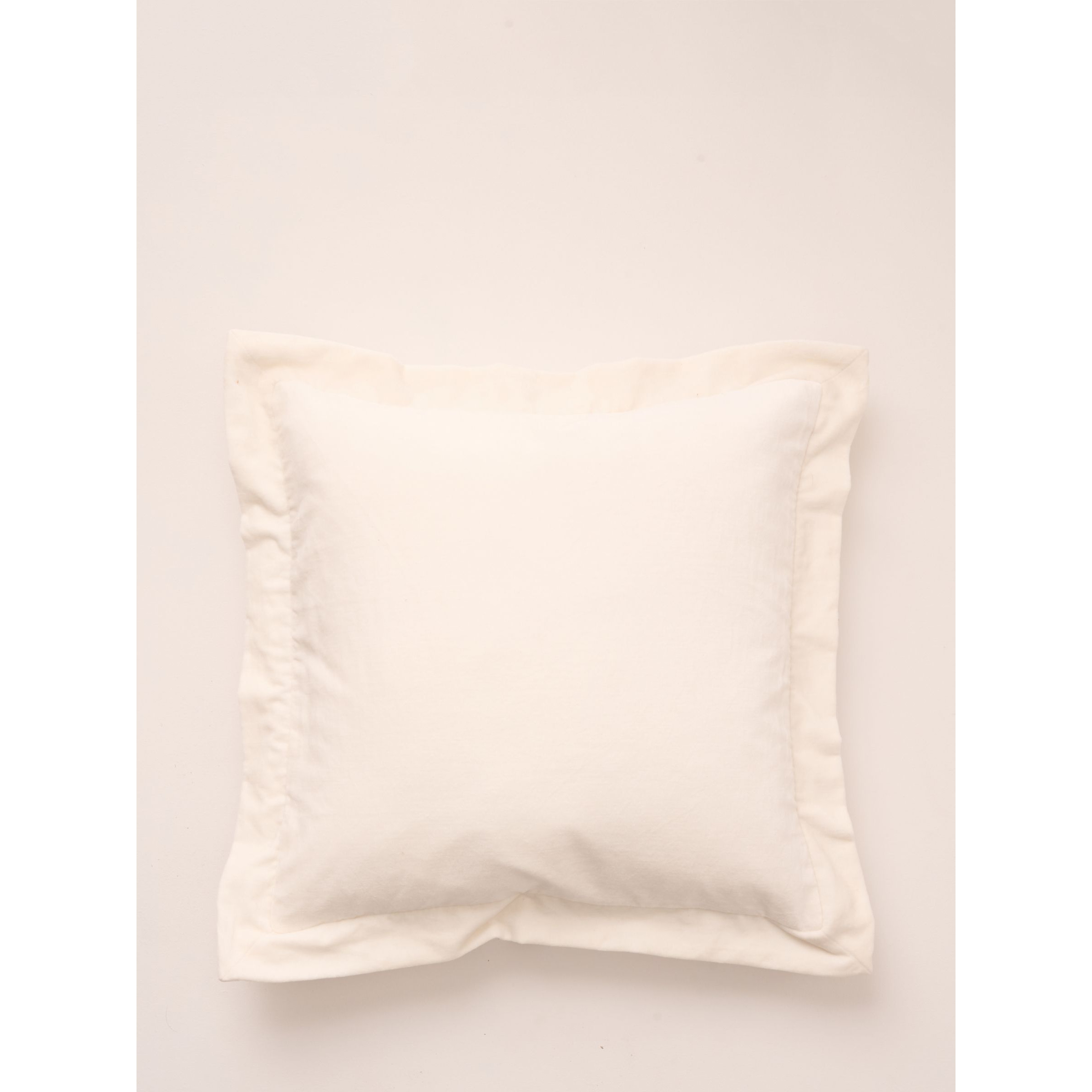 Truly Velvet Frill Edge Square Cushion, Cream - image 1