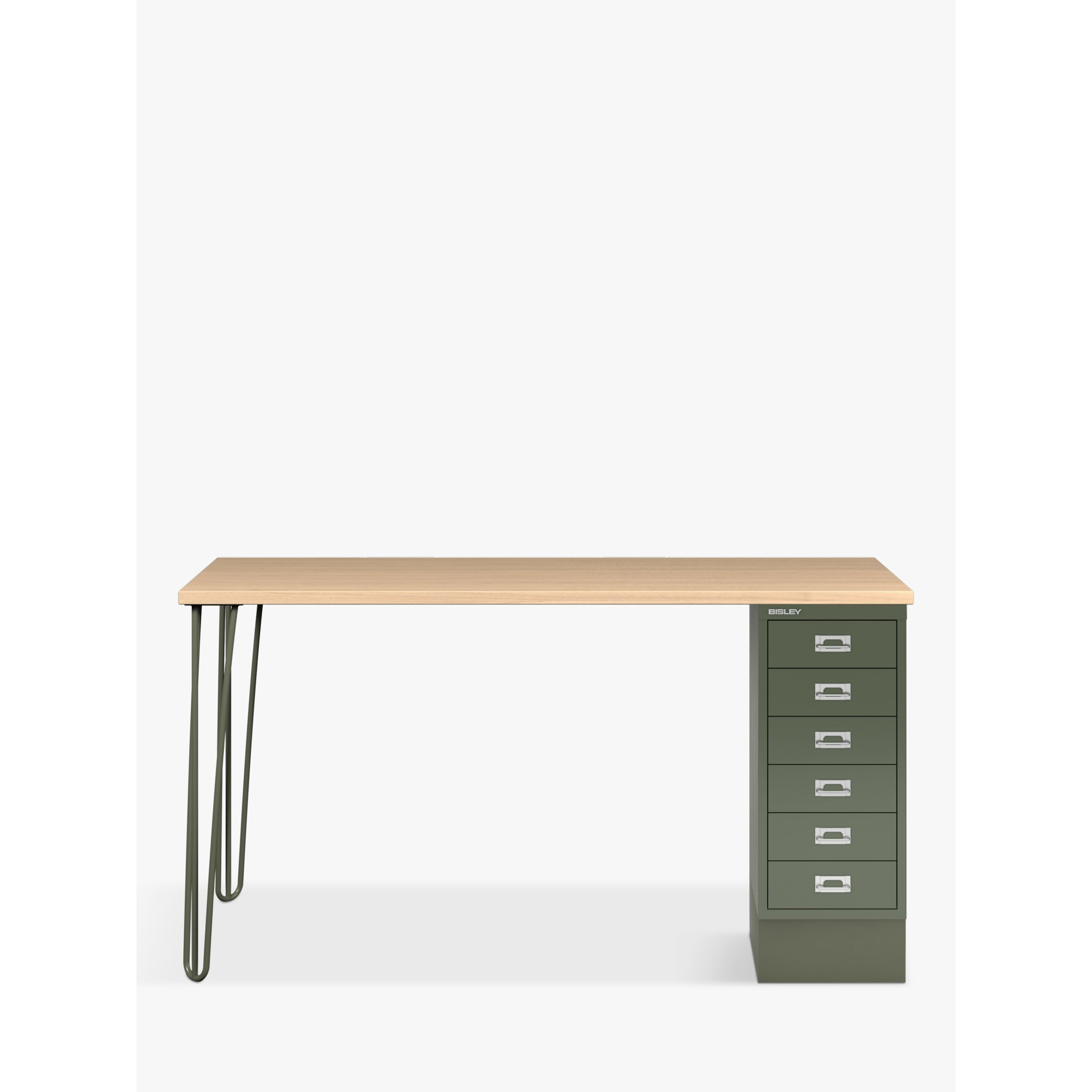 Bisley MultiDesk Oak Veneer Home Office Desk with 6 Drawers, 140cm - image 1