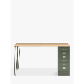 Bisley MultiDesk Oak Veneer Home Office Desk with 6 Drawers, 140cm - thumbnail 1