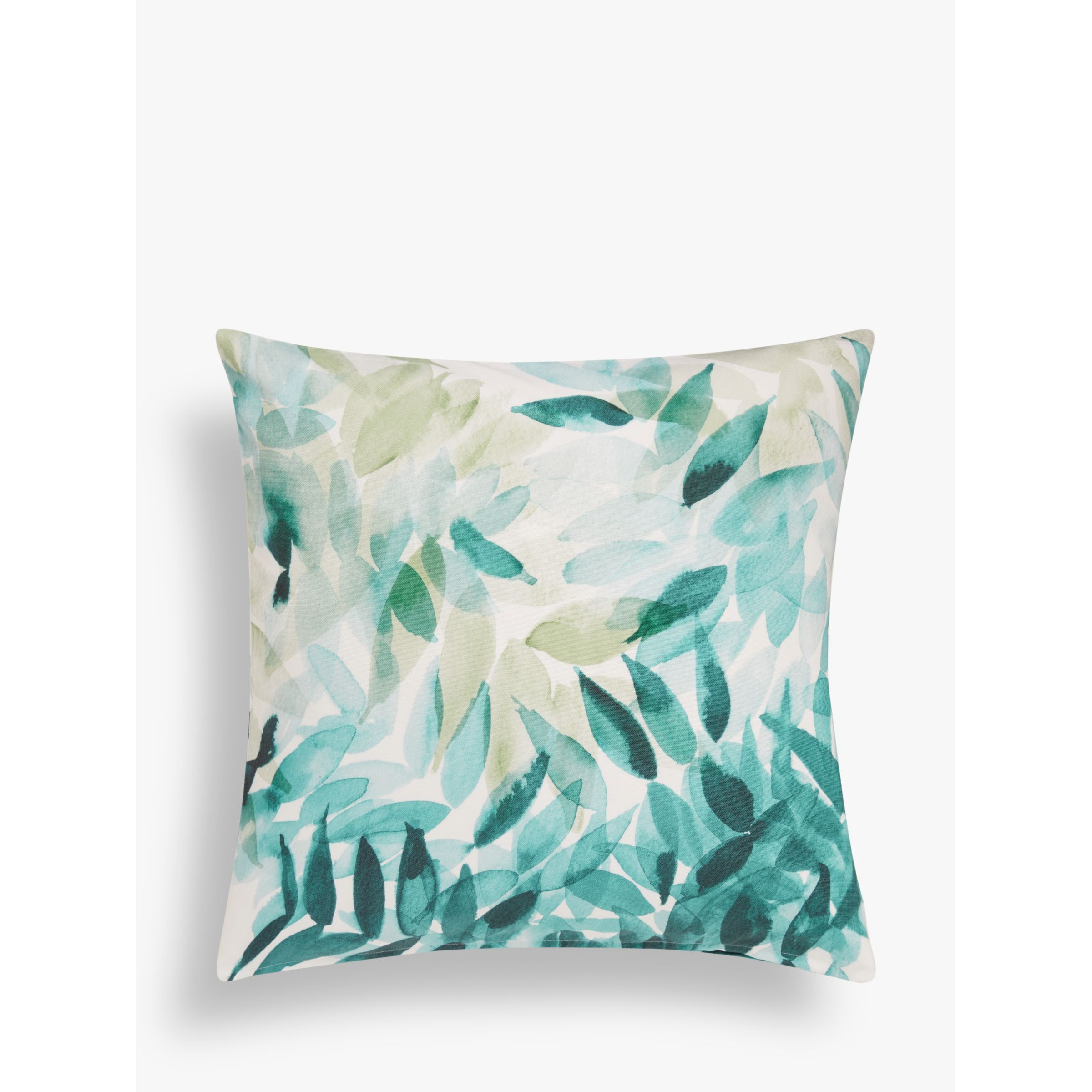 John Lewis Watercolour Leaf Indoor/Outdoor Cushion, Green