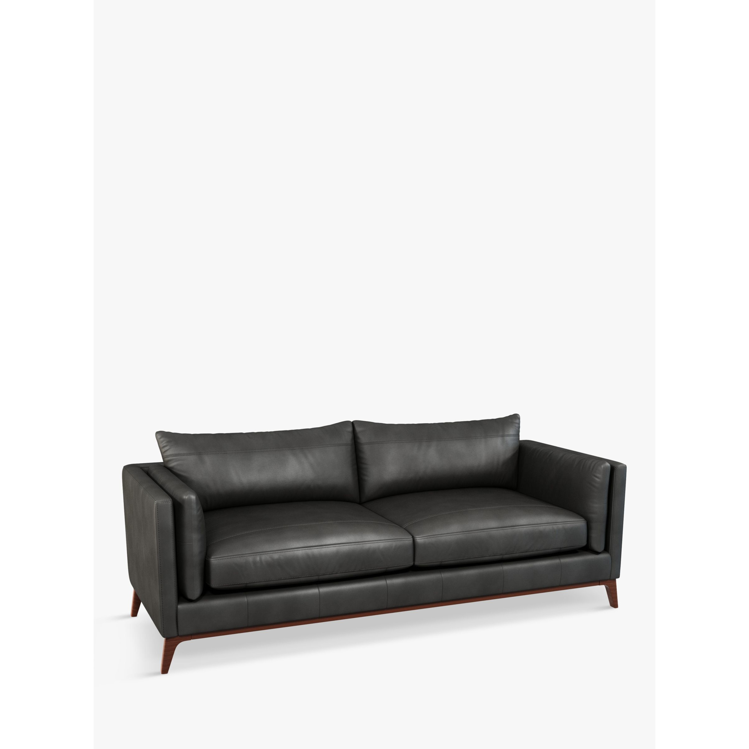 John Lewis Trim Grand 4 Seater Leather Sofa, Dark Leg - image 1