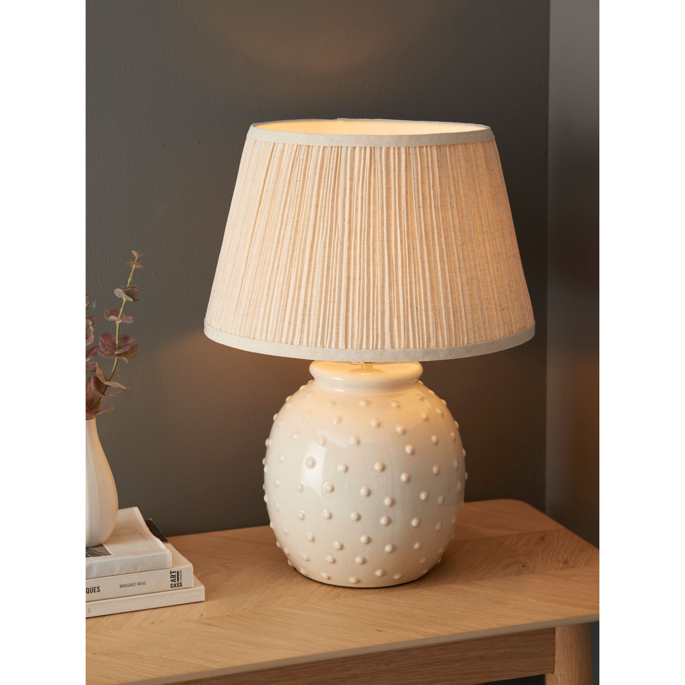 John Lewis Seafoam Ceramic Table Lamp, White/Natural - image 1
