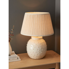 John Lewis Seafoam Ceramic Table Lamp, White/Natural - thumbnail 1