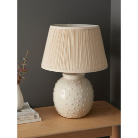 John Lewis Seafoam Ceramic Table Lamp, White/Natural - thumbnail 2