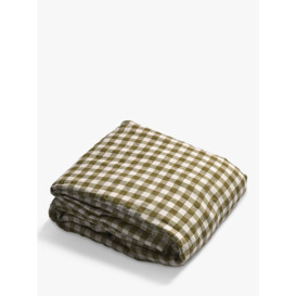 Piglet in Bed Gingham Linen Fitted Sheet - thumbnail 2