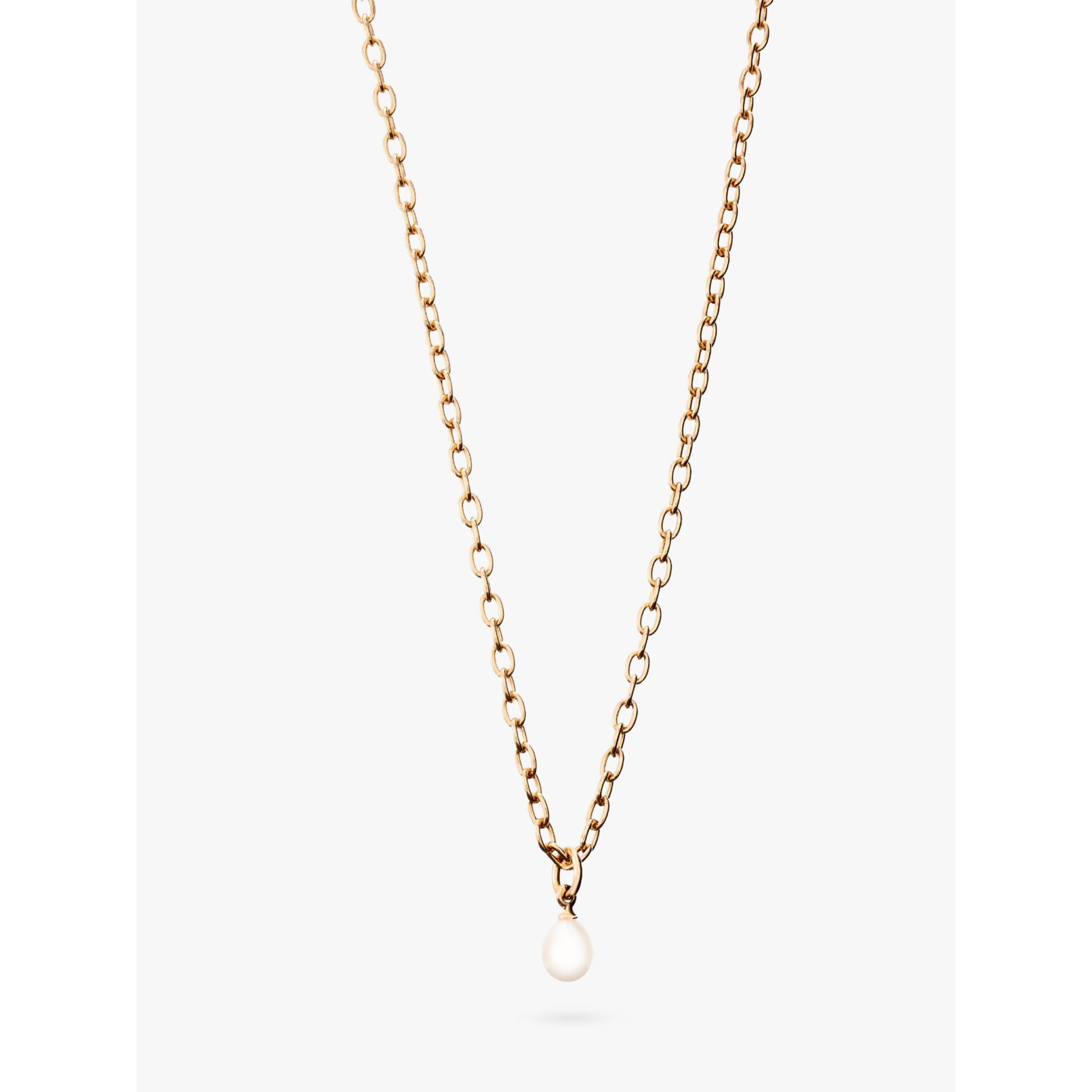 A B Davis 9ct Triple Gold Freshwater Pearl Necklace, White