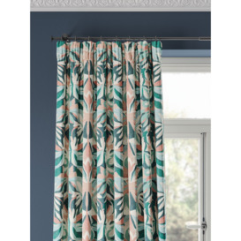 Harlequin Melora Pair Lined Pencil Pleat Curtains, Teal/Pink