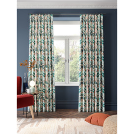 Harlequin Melora Pair Lined Pencil Pleat Curtains, Teal/Pink - thumbnail 2