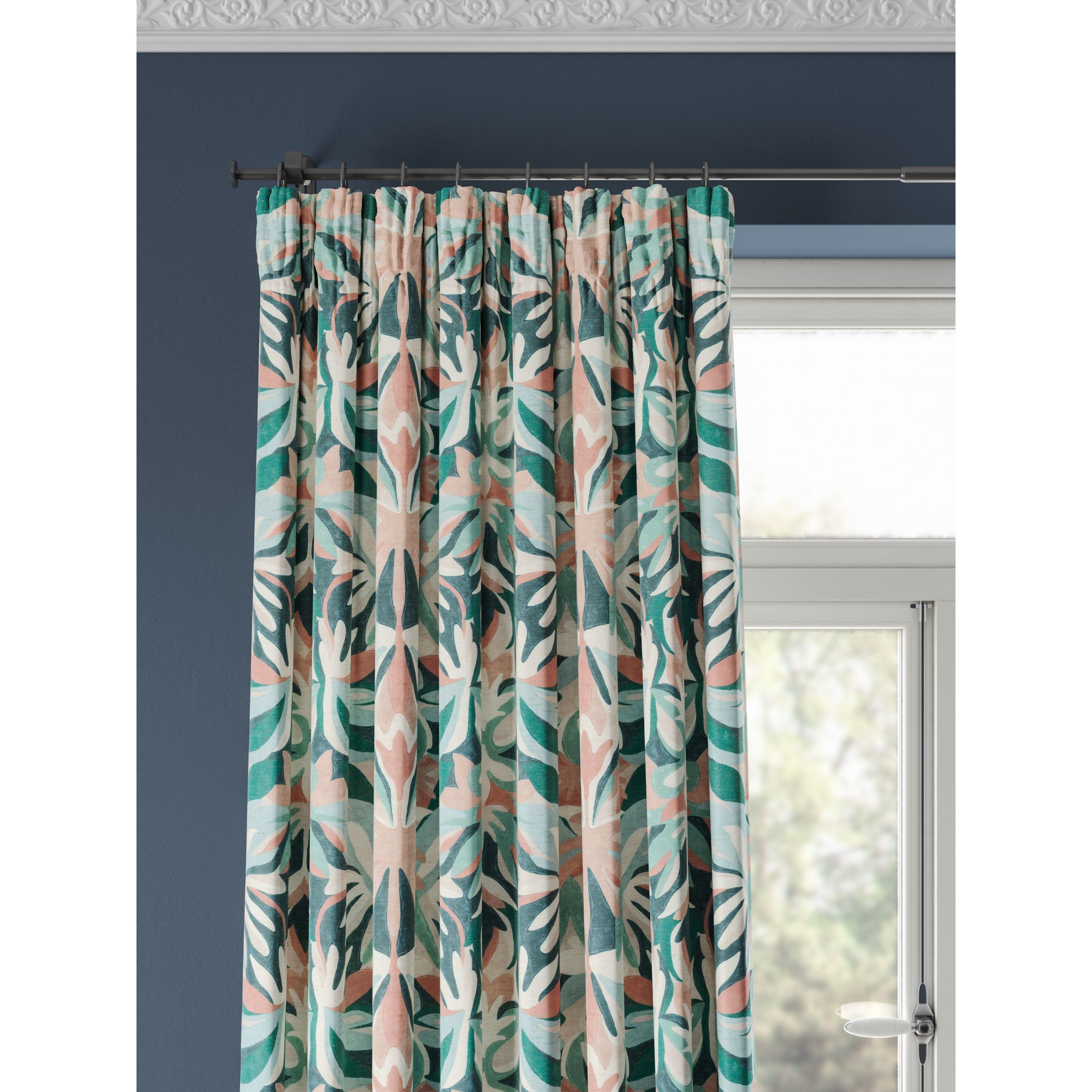 Harlequin Melora Pair Lined Pencil Pleat Curtains, Teal/Pink - image 1