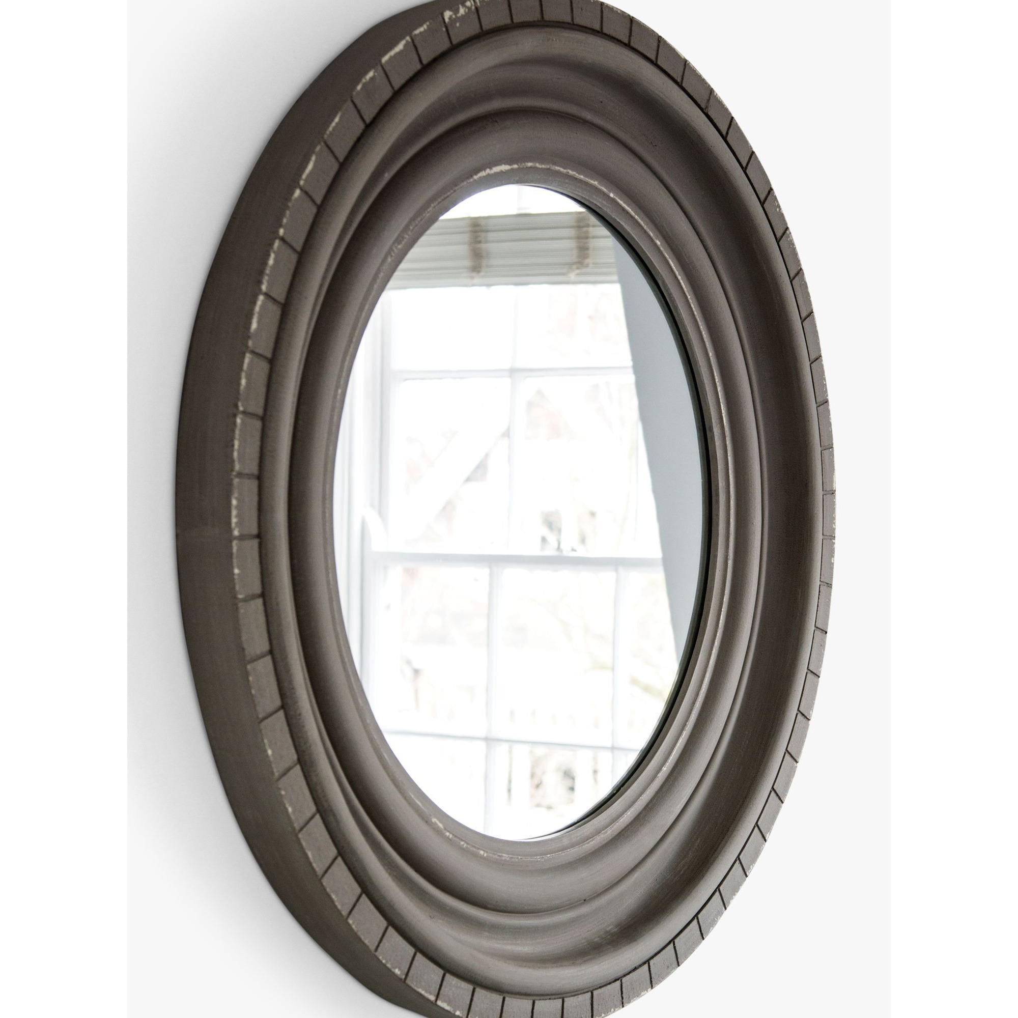 One.World Wilton Round Wood Wall Mirror, 92cm, Grey - image 1