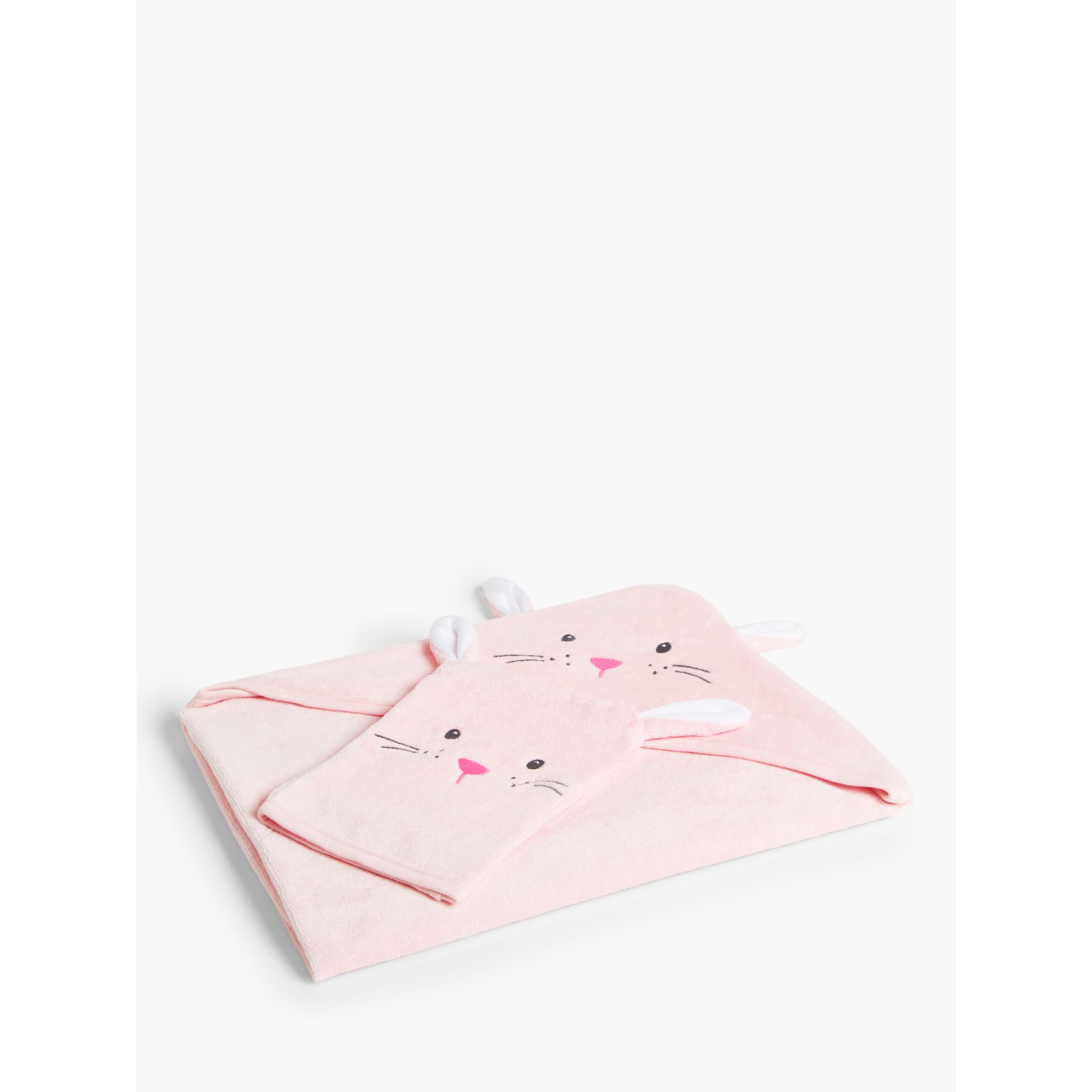 John Lewis Baby Bunny Towel & Mitt Set, Pink - image 1