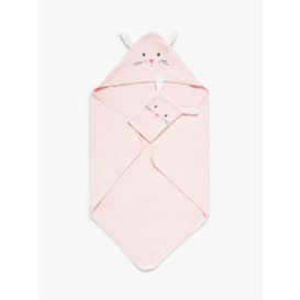 John Lewis Baby Bunny Towel & Mitt Set, Pink - thumbnail 2