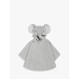 John Lewis Elephant Hooded Baby Bath Towelling Poncho, 0-2 years, Grey