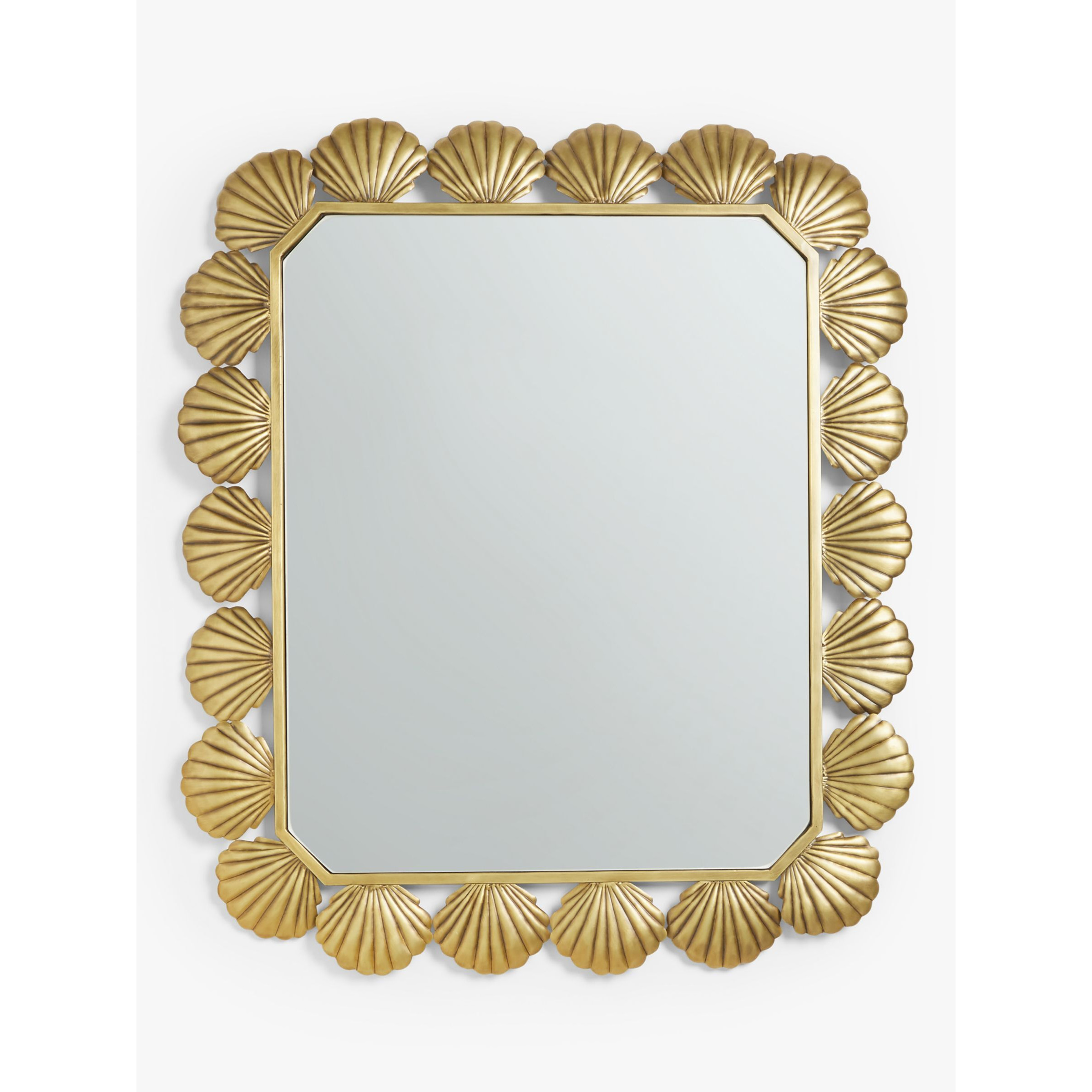 John Lewis + Matthew Williamson Scallop Shell Rectangular Metal Wall Mirror, 72 x 58cm, Gold