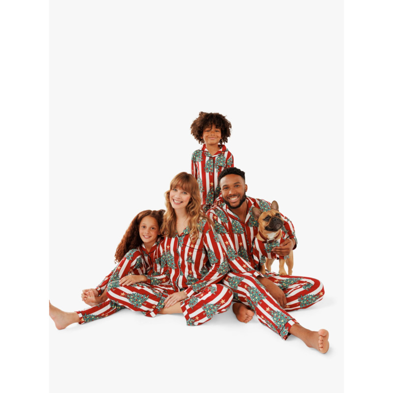 Chelsea Peers Kids' Christmas Tree & Stripe Print Pyjama Set, Red by John  Lewis & Partners