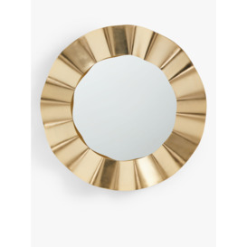 John Lewis Fluted Round Metal Wall Mirror, 78.5cm, Gold