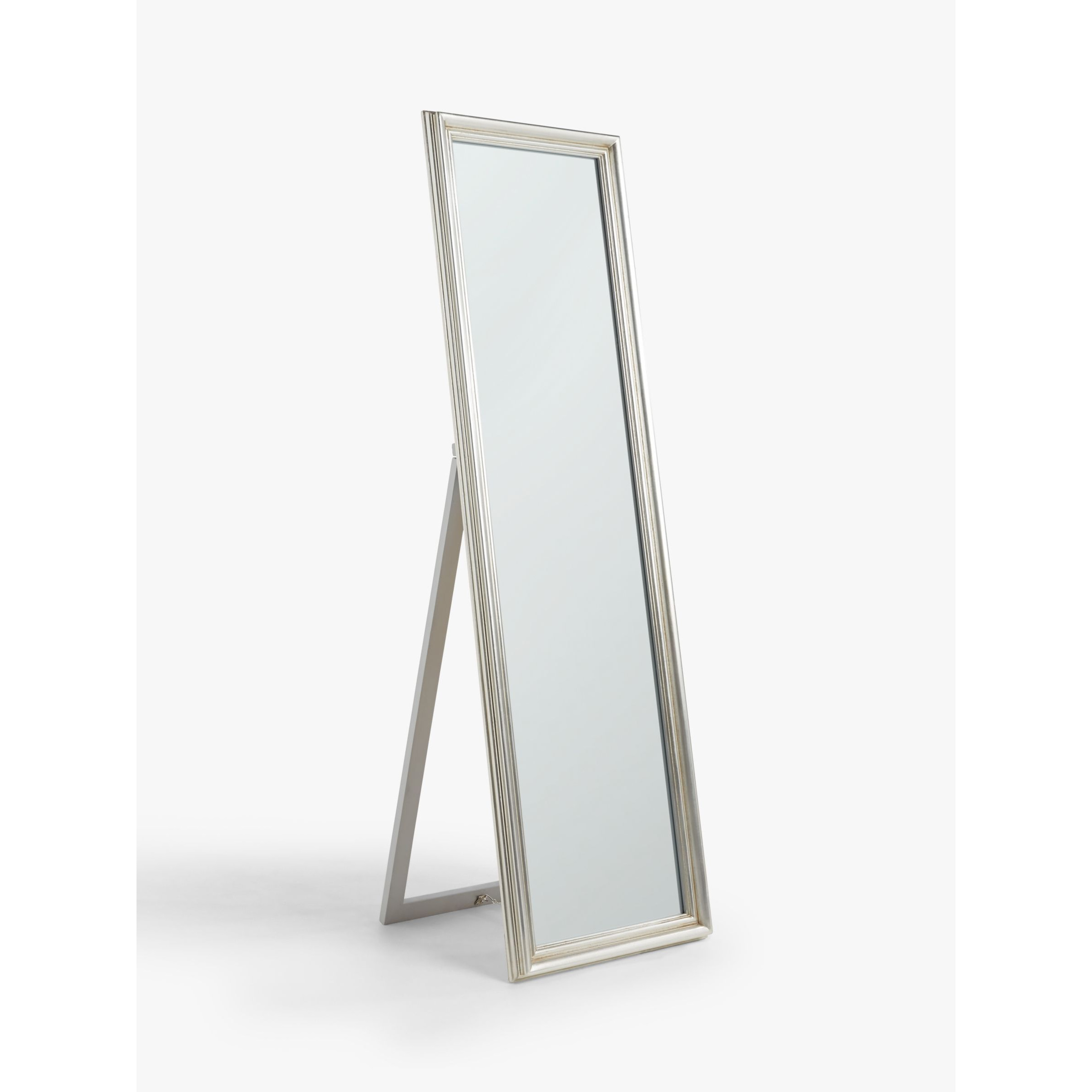 John Lewis Ribbed Wood Frame Cheval Mirror, 170 x 50cm, Silver - image 1