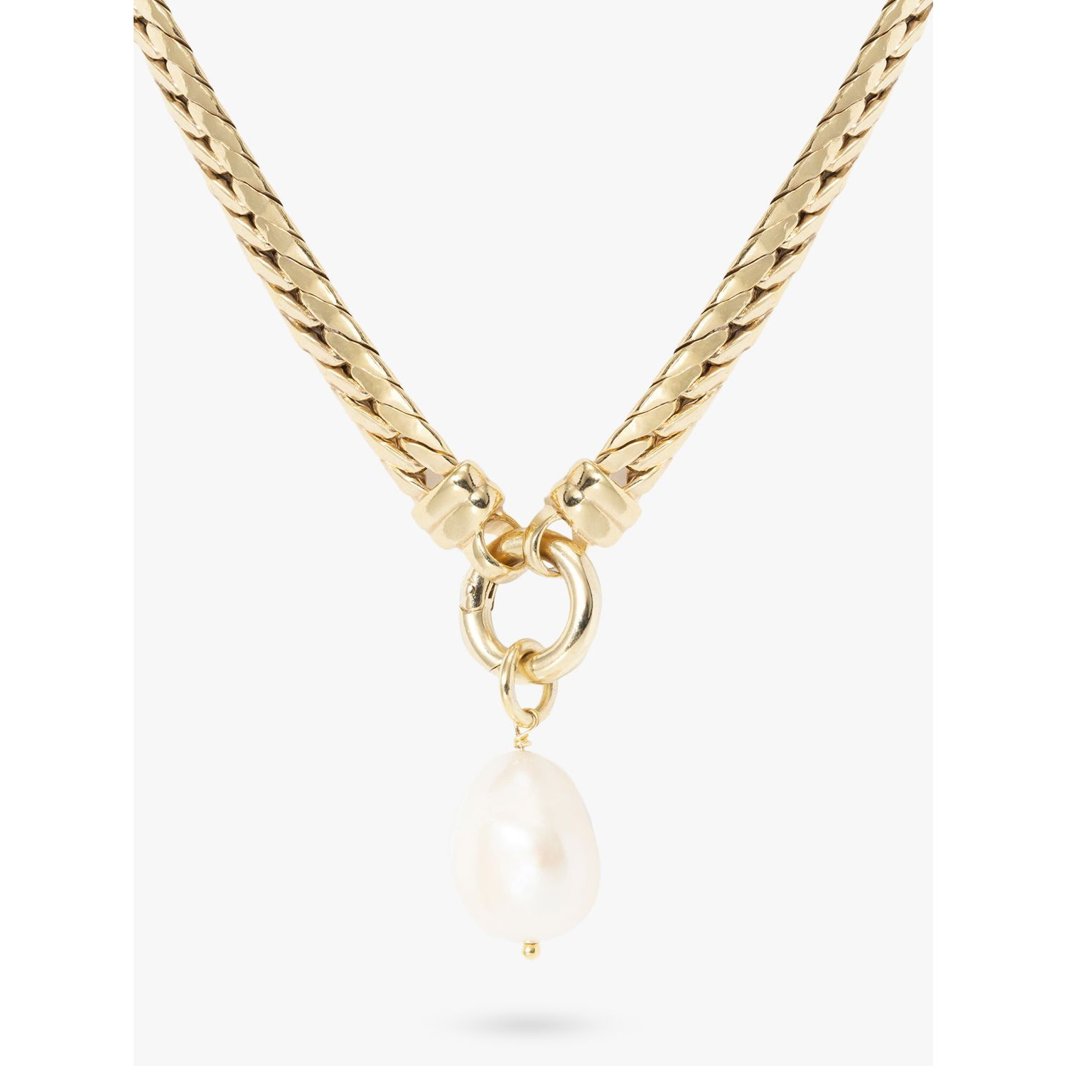 A B Davis 9ct White Gold Freshwater Pearl and Diamond Pendant Necklace,  White at John Lewis & Partners