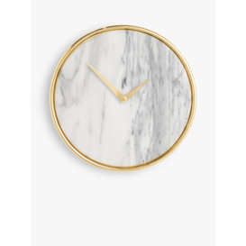 John Lewis + Swoon Wolff Marble Wall Clock, 32cm, White/Gold - thumbnail 1