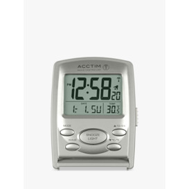 Acctim Vista Radio Controlled Digital Travel Alarm Clock, Silver - thumbnail 2