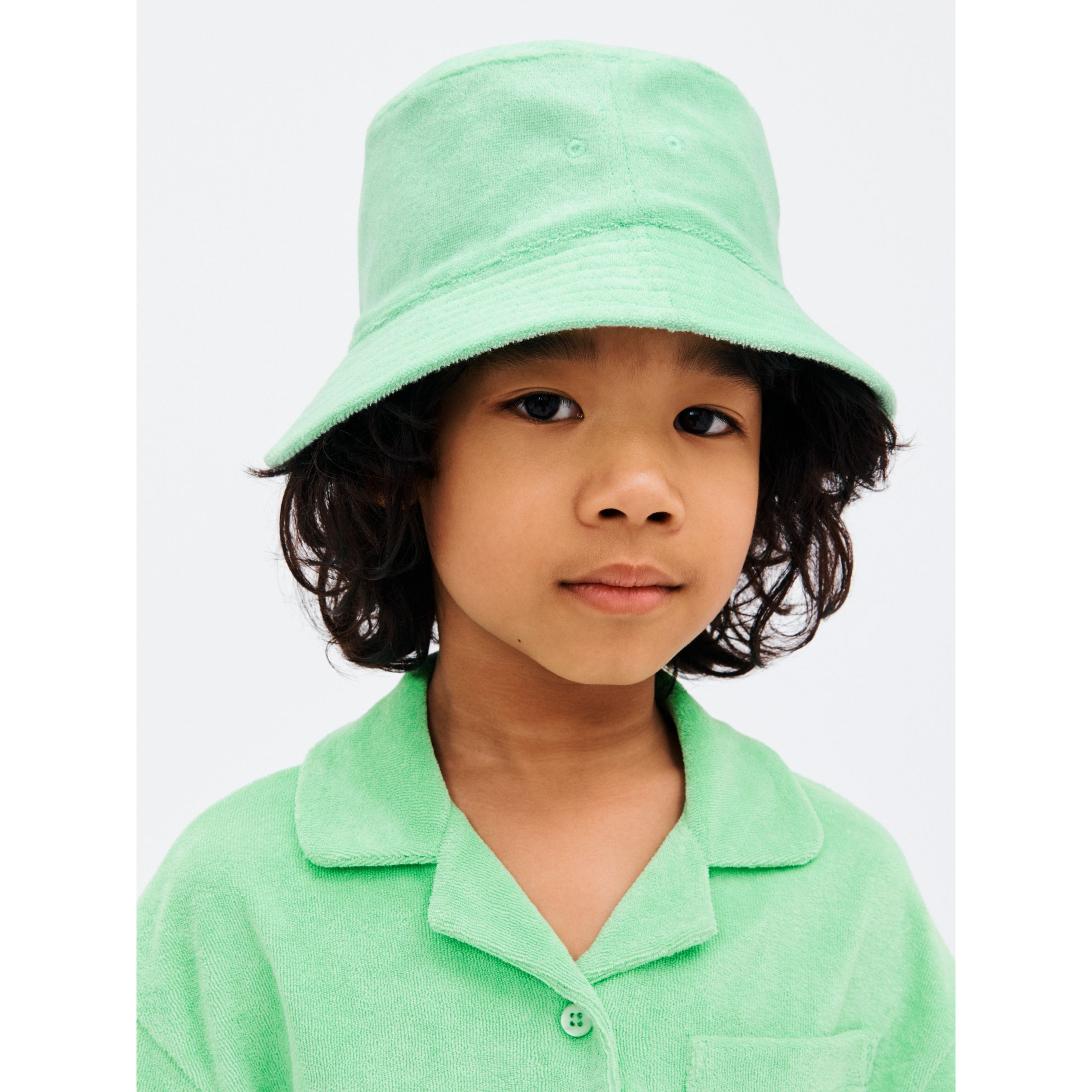 John Lewis ANYDAY Kids' Towel Bucket Hat, Green