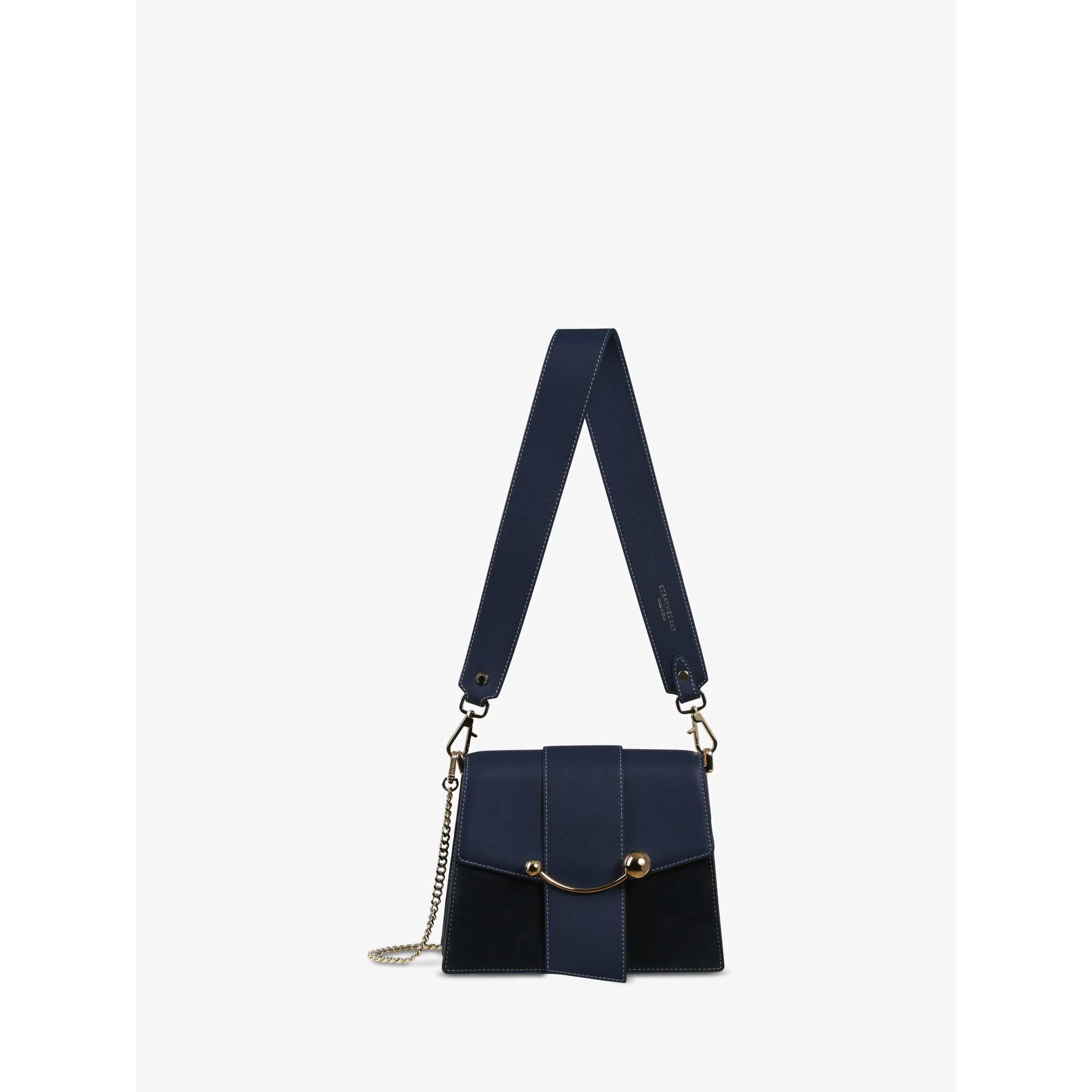 Strathberry Box Crescent Suede Shoulder Bag