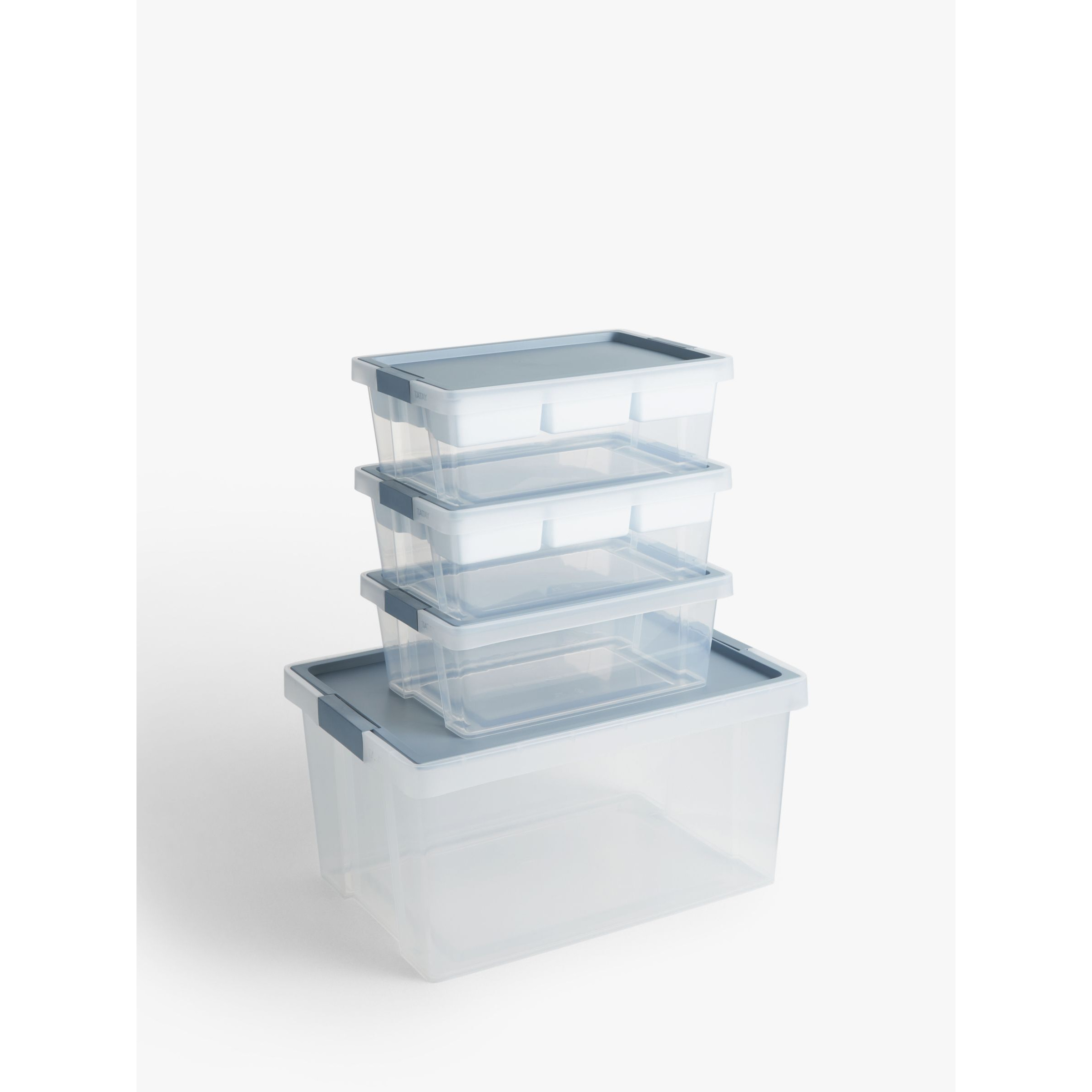 TATAY Hinge Lid Storage Boxes and Organisers, Light Blue, Set of 6 - image 1