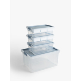 TATAY Hinge Lid Storage Boxes and Organisers, Light Blue, Set of 6 - thumbnail 1