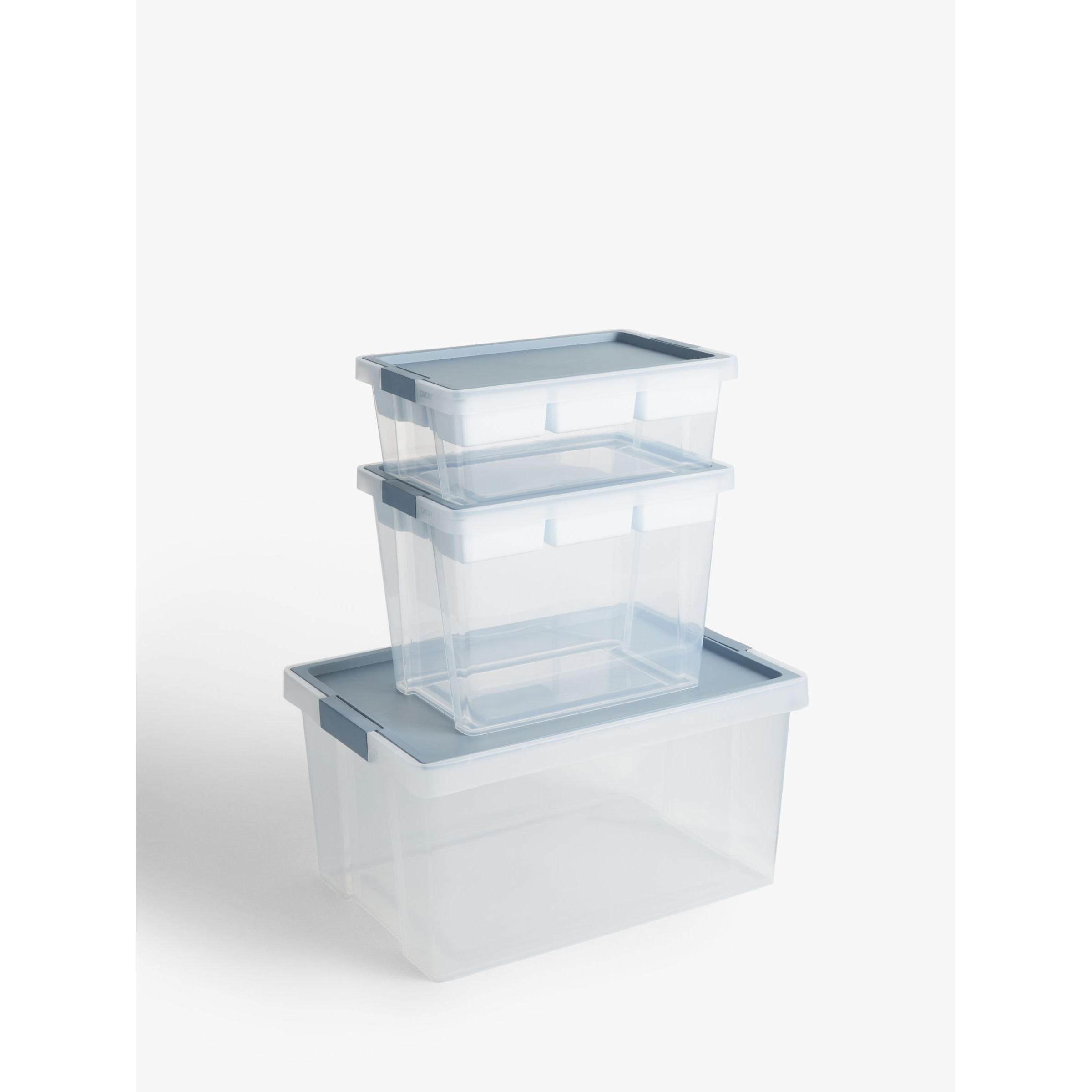 TATAY Hinge Lid Storage Boxes and Organisers, Light Blue, Set of 5 - image 1