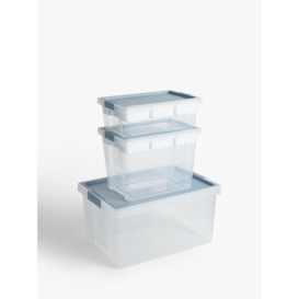 TATAY Hinge Lid Storage Boxes and Organisers, Light Blue, Set of 5