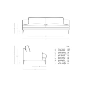 Swoon Almera Large 3 Seater Sofa, Metal Leg - thumbnail 2