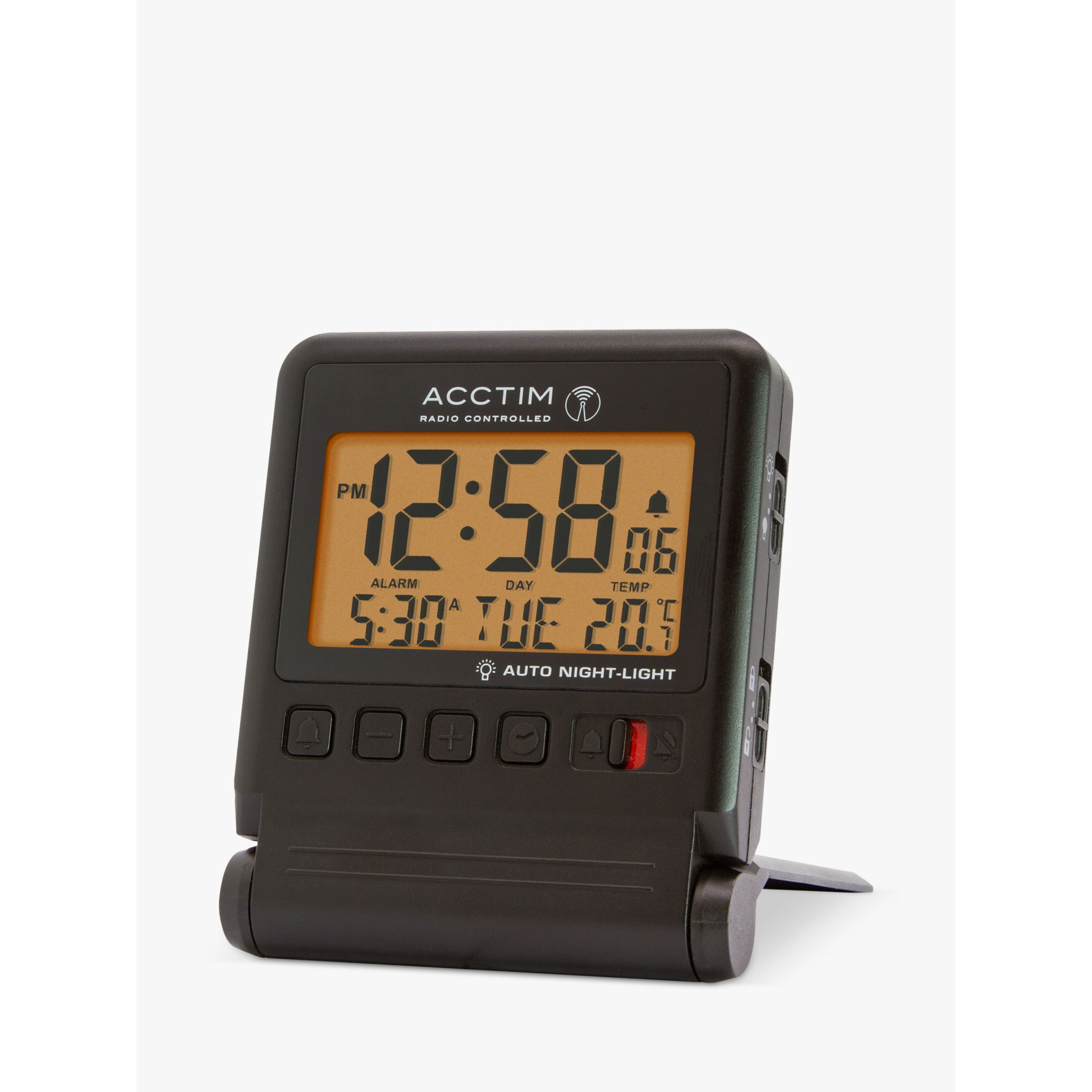 Acctim Radio Controlled Digital Travel Alarm Clock, Black - image 1