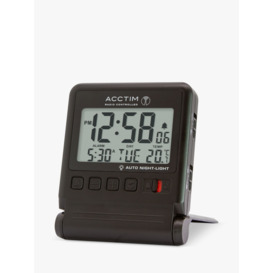 Acctim Radio Controlled Digital Travel Alarm Clock, Black - thumbnail 2