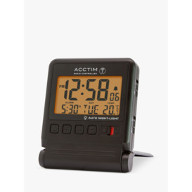 Acctim Radio Controlled Digital Travel Alarm Clock, Black - thumbnail 1
