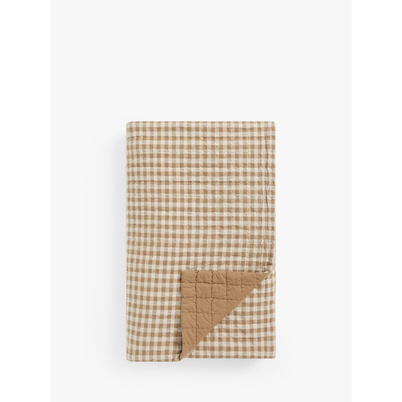 John Lewis Gingham Quilted Bedspread, Mustard - image 1
