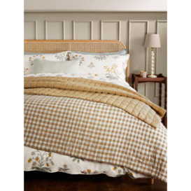 John Lewis Gingham Quilted Bedspread, Mustard - thumbnail 2