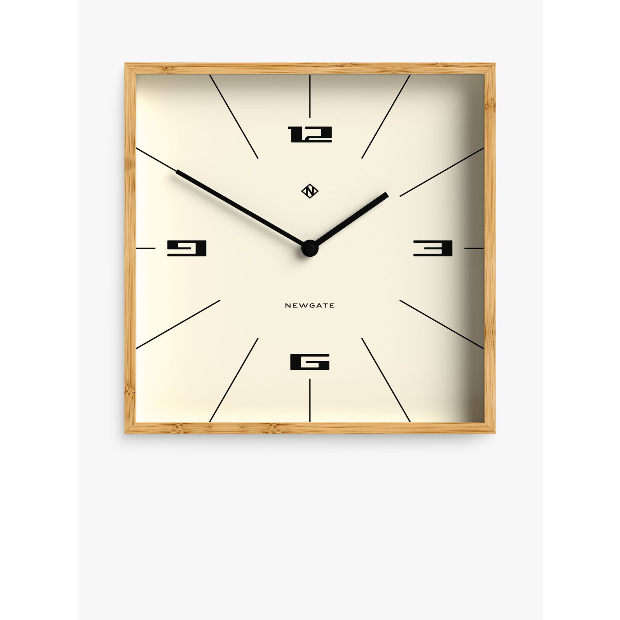 Newgate Clocks Fiji Square Bamboo Analogue Wall Clock, 30cm, Natural - image 1