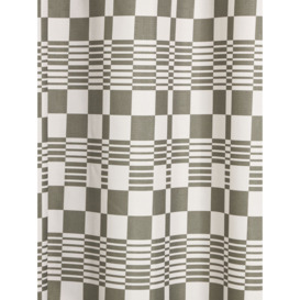 John Lewis Textured Checkerboard Recycled Polyester Shower Curtain, Sage - thumbnail 2