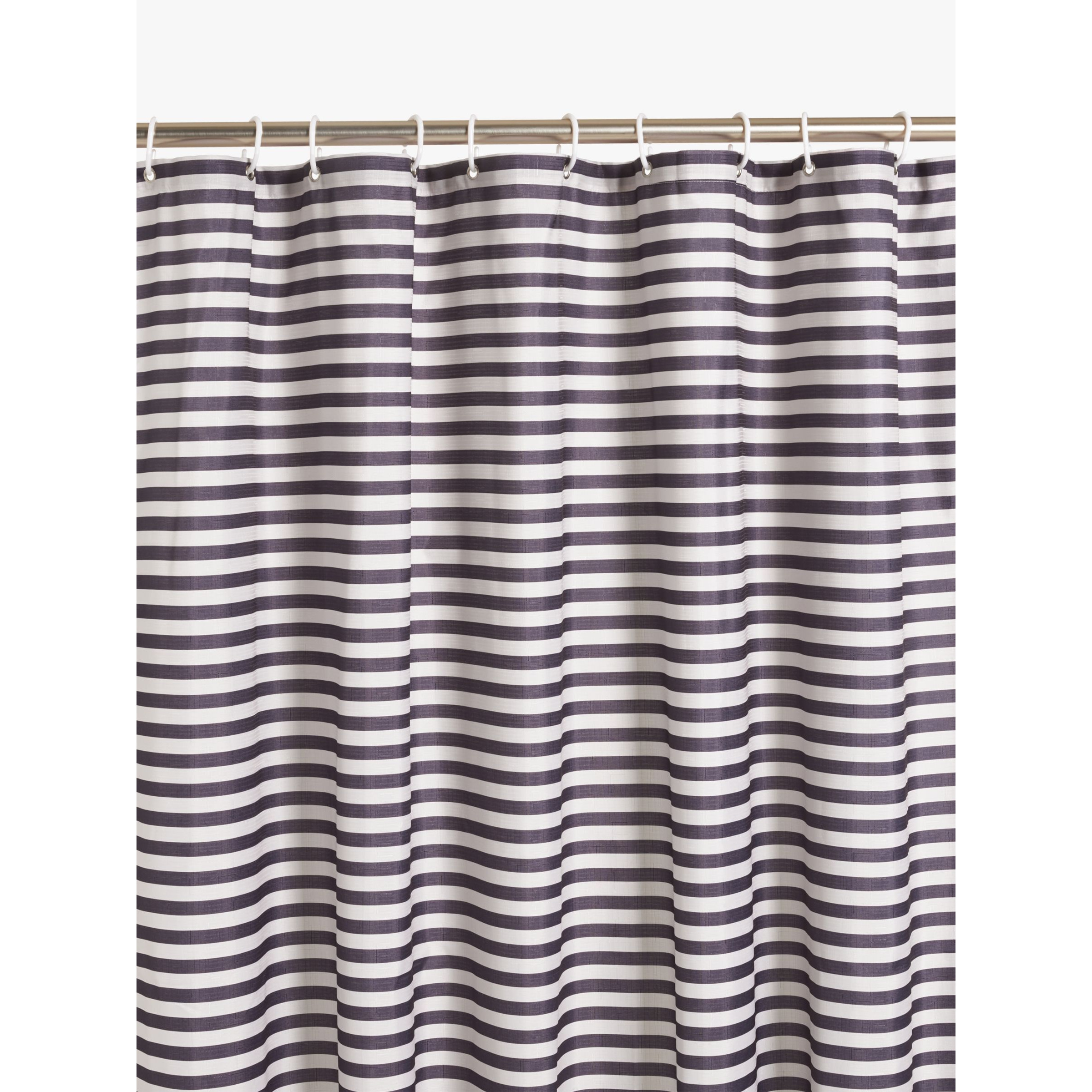 John Lewis Textured Horizontal Stripe Recycled Polyester Shower Curtain, Graphite - image 1