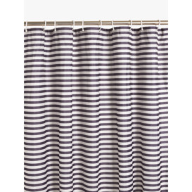 John Lewis Textured Horizontal Stripe Recycled Polyester Shower Curtain, Graphite - thumbnail 1